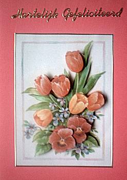 3D geknipte tulpen op een wenskaart 3D geknipte tulpen op een wenskaart